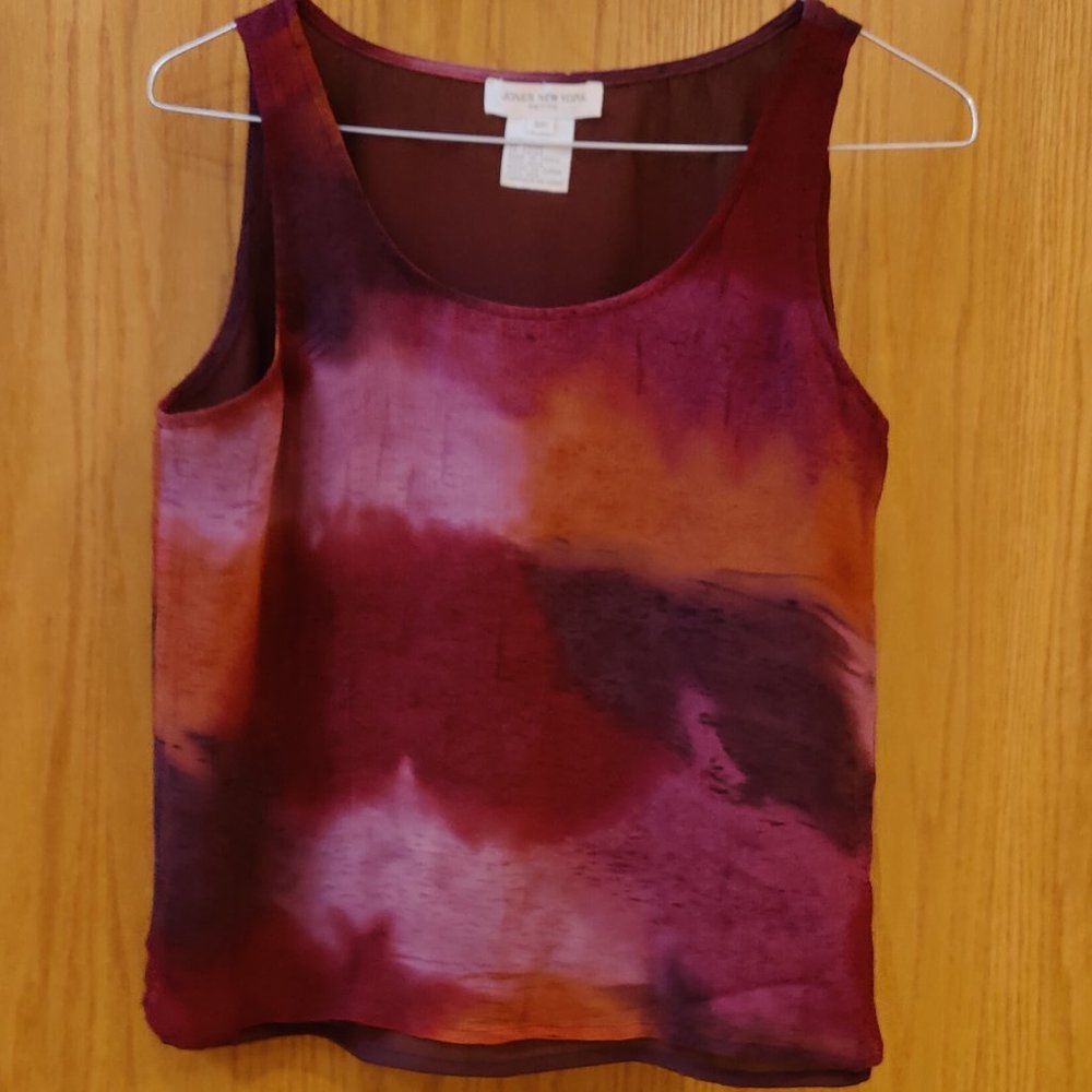 JONES NEW YORK 100% Silk Tie Dye Tank Top - Picture 1 of 4